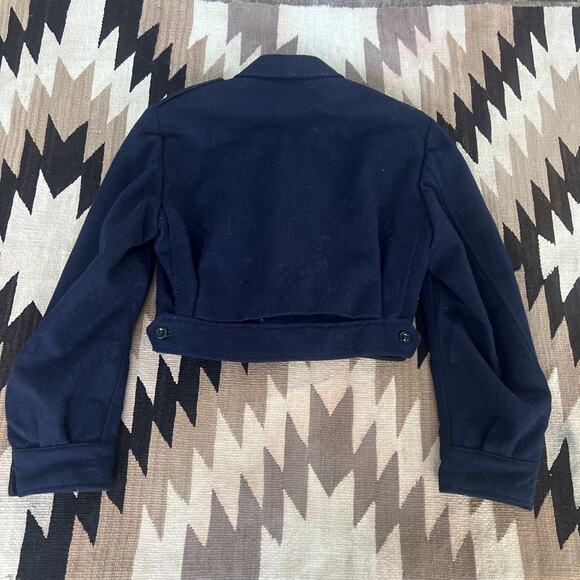 French Military Wool Jacket Navy Crop Small 1950s Vintage CDG Balenciaga Design - Picture 10 of 16